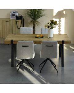 Newark Large Wooden Dining Table With 4 Laurel Smoke Grey Chairs