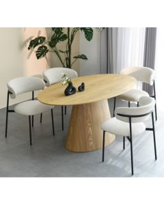 Cleveland Natural Wooden Oval Dining Table With 4 Marisa Natural Chairs