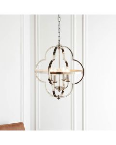 Barton Clear Faceted 4 Lights Ceiling Pendant Light In Bright Nickel