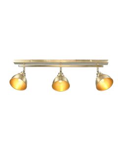 Wyatt 3 Lights Rolled Edge Metal Shade Bar Spotlight In Antique Brass