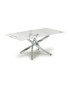 Astoria Glass Top Coffee Table In White With Chrome Legs