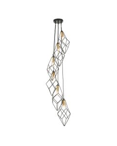 Jaxon 6 Lights Pendant Light In Matt Black Metalwork