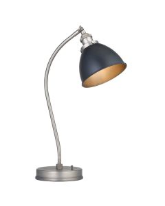 Franklin Task Matt Black Rolled Edge Metal Shade Table Lamp In Aged Pewter Base