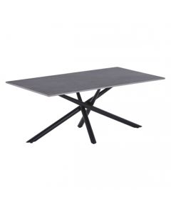 Avesta Ceramic Top Coffee Table In Grey With Black Metal Legs