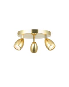 Porto 3 Lights Spotlight In Satin Brass With Clear Glass Diffuser