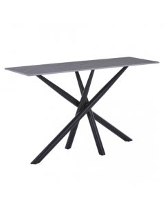 Avesta Ceramic Top Console Table In Grey With Black Metal Legs