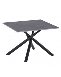 Avesta Ceramic Top End Table In Grey With Black Metal Legs