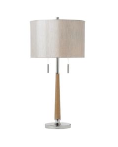A Lightsesse Natural Faux Silk Shade Table Lamp In Polished Nickel