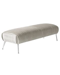 Aaliyah Velvet Upholstered Seating Bench In Grey With Chrome Legs