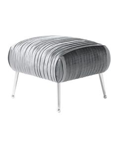 Aaliyah Velvet Upholstered Stool In Charcoal With Chrome Legs