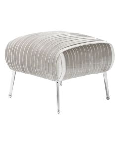 Aaliyah Velvet Upholstered Stool In Grey With Chrome Legs