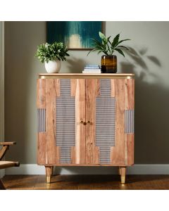 Wilton Acacia Wood Sideboard With 2 Doors In Natural And Grey