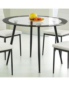 Acodia Round Clear Glass Dining Table With Black Border