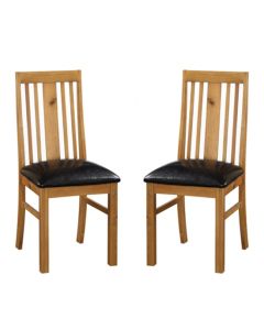 Acorn Light Oak Wooden Dining Chairs In Pair