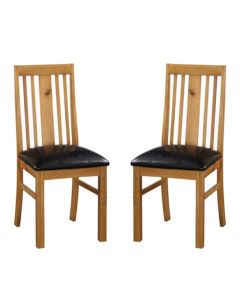 Acorn Light Oak Wooden Dining Chairs In Pair