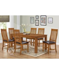 Adderley Wooden Dining Set In Walnut With 6 Chairs