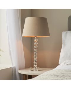 Adelie And Cici 12 Inch Grey Shade Table Lamp In Clear Crystal Glass