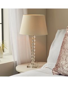 Adelie And Cici 12 Inch Ivory Shade Table Lamp In Clear Crystal Glass