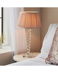 Adelie And Freya 12 Inch Dusky Pink Shade Table Lamp In Clear Crystal Glass