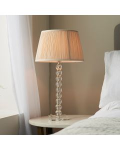 Adelie And Freya 12 Inch Oyster Shade Table Lamp In Clear Crystal Glass