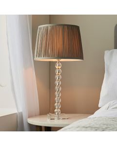 Adelie And Wentworth 12 Inch Charcoal Shade Table Lamp In Clear Crystal Glass