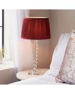 Adelie And Wentworth 12 Inch Cranberry Shade Table Lamp In Clear Crystal Glass