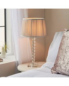 Adelie And Wentworth 12 Inch Silver Shade Table Lamp In Clear Crystal Glass