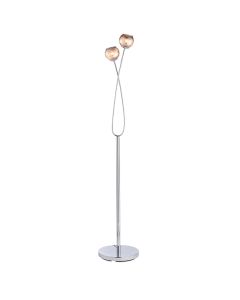 Aerith Smoked Glass Shades 2 Lights Floor Lamp In Polished Chrome