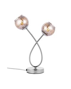 Aerith Smoked Glass Shades 2 Lights Table Lamp In Polished Chrome