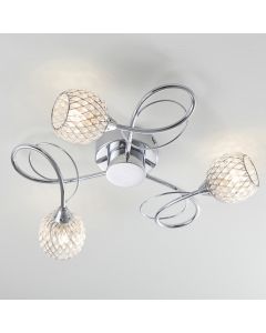 Aherne 3 Lights Clear Glass Semi Flush Ceiling Light In Polished Chrome