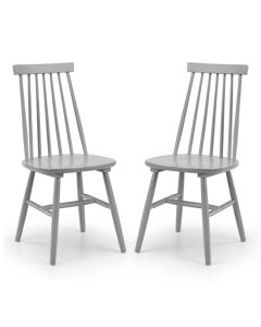 Alassio Grey Wooden Spindle Back Dining Chair In Pair