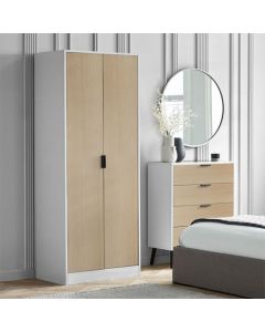 Alba Wooden Wardrobe With 2 Doors In White And Oak