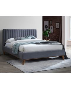 Albany Velvet Fabric Double Bed In Dark Grey