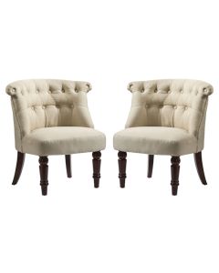Alderwood Fabric Chair In Beige With Brown Wooden Legs