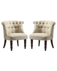 Alderwood Fabric Chair In Beige With Brown Wooden Legs