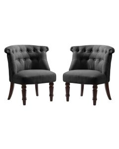 Alderwood Fabric Chair In Black With Brown Wooden Legs