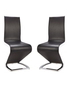 Aldridge Black Dining Chair In Pair With White PU Sides