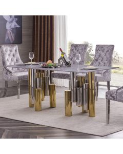 Algarve Stone Dining Table In Natural Stone With Marble Effect