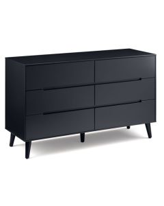 Alicia Wide Wooden Chest Of 6 Drawers In Anthracite