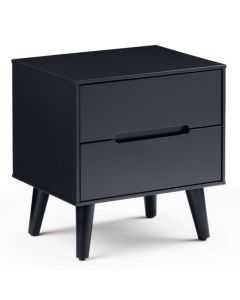 Alicia Wooden Bedside Cabinet In Anthracite With 2 Drawers