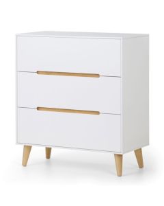 Alicia Wooden Chest Of Drawers In Matt White With 3 Drawers