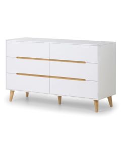 Alicia Wooden Chest Of Drawers In Matt White With 6 Drawers