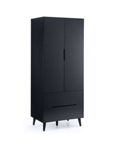 Alicia Wooden Wardrobe In Anthracite With 2 Doors And 2 Drawers