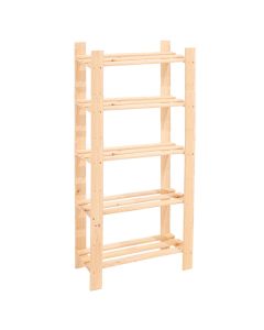 Allston Narrow Wooden 5 Shelves Slatted Shelving Unit In Oak