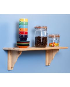Allston Small Wooden Wall Shelf With Support In Natural Oak