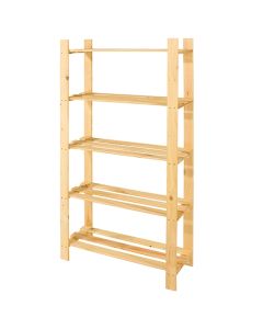 Allston Wide Wooden 5 Shelves Slatted Shelving Unit In Oak