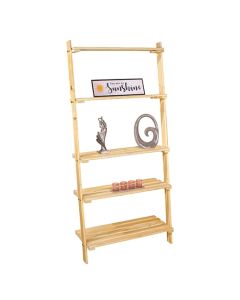 Allston Wooden Ladder Design Shelving Unit In Natural Oak
