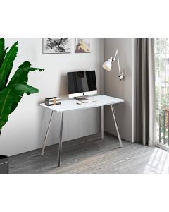 Alma High-End Curved Office Laptop Desk In White And Silver