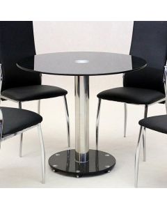 Alonza Black Glass Top Dining Table With Chrome Metal Stand