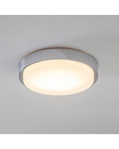 Alta Flush Ceiling Light In Chrome With White Glass Diffuser